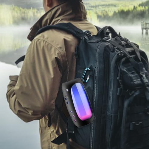 ZLiT Silicone Cover for JBL Pulse 5 Speaker Travel Carrying Cover Sleeve Case with Shoulder Strap and Carabiner (Black,1pcs) - Image 5