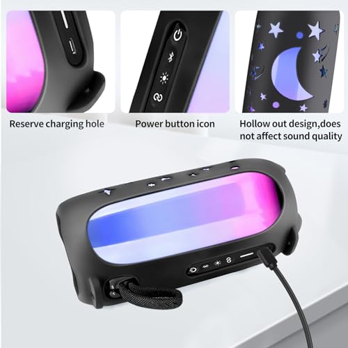 ZLiT Silicone Cover for JBL Pulse 5 Speaker Travel Carrying Cover Sleeve Case with Shoulder Strap and Carabiner (Black,1pcs) - Image 3