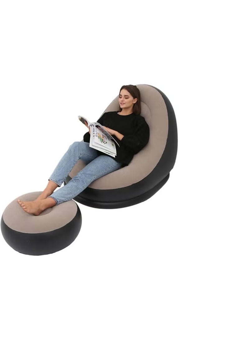 Portable Inflatable Air Sofa with Footrest – Lazy Lounge Chair for Home, Camping & Outdoor Relaxation - Image 1