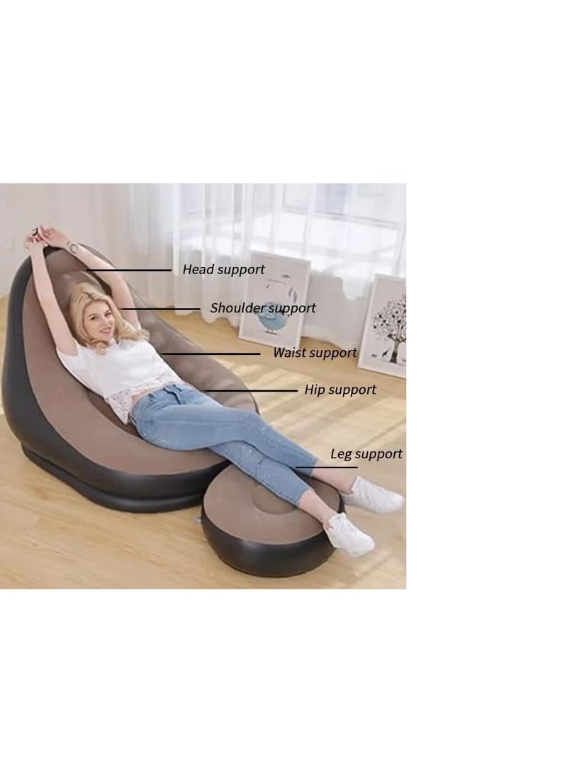 Portable Inflatable Air Sofa with Footrest – Lazy Lounge Chair for Home, Camping & Outdoor Relaxation - Image 2