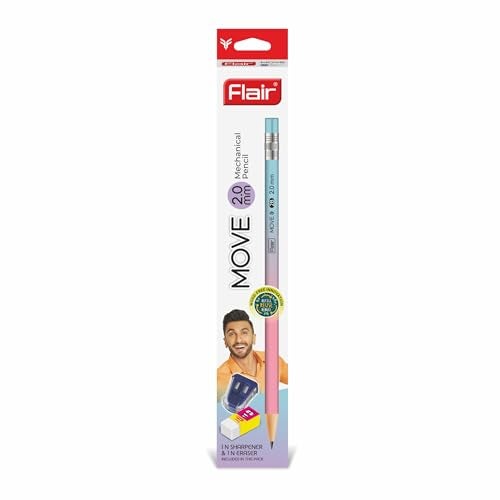 Flair Move 2.0mm Mechanical Pencil – Pack of 20 | Extra Dark 2B Lead | Refillable Eco-Friendly Pencils with 2 Sharpeners & 2 Erasers | Smooth Writing & Drawing for School, Office & Artists - Image 5