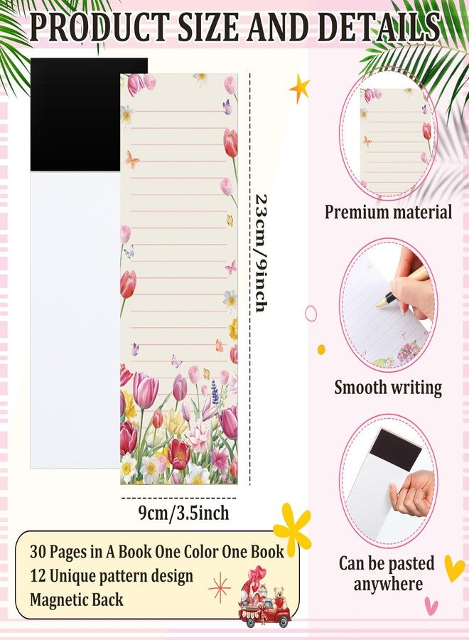 Eaasty 12 Pcs Seasonal Magnetic Notepads for Refrigerator Monthly Magnetic Grocery List 9 x 3.5 Magnet Memo Pads 30 Sheet Per Pad Shopping to Do List for January to December(Picture Style) - Image 3