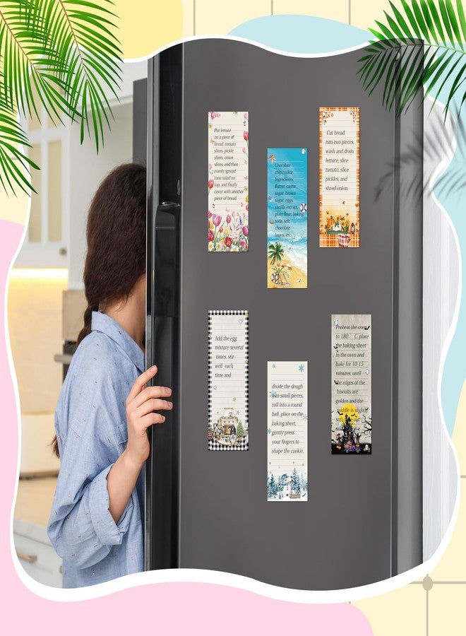 Eaasty 12 Pcs Seasonal Magnetic Notepads for Refrigerator Monthly Magnetic Grocery List 9 x 3.5 Magnet Memo Pads 30 Sheet Per Pad Shopping to Do List for January to December(Picture Style) - Image 2