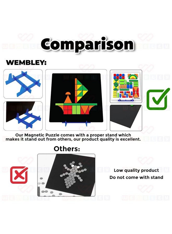 ويمبلي ألغاز ويمبلي المغناطيسية، لعبة أشكال خيالية للأطفال، مجموعة ألعاب تعليمية إبداعية، 58 شكلًا مغناطيسيًا مع لوحة وحامل و200 نمط أحجية - هدية عيد ميلاد للأولاد والبنات - Image 5