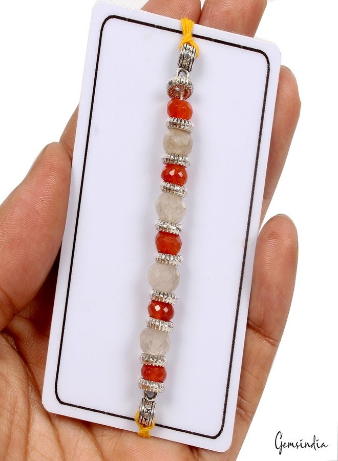 gemsindia خرز من الأحجار الكريمة الحقيقية متعدد الألوان من Gemsindia Rakhi لراكشا باندهان، أحجار كريمة معتمدة، أحجار كريمة مصنوعة يدويًا من أجل Bhai Brother Bhaiya - Image 3