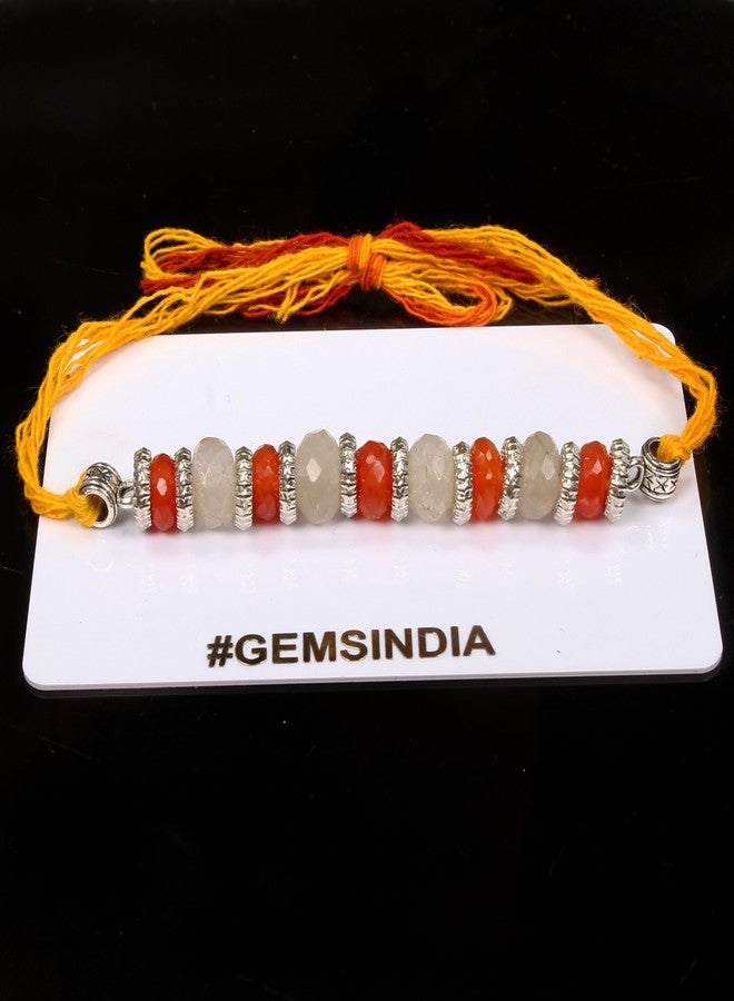 gemsindia خرز من الأحجار الكريمة الحقيقية متعدد الألوان من Gemsindia Rakhi لراكشا باندهان، أحجار كريمة معتمدة، أحجار كريمة مصنوعة يدويًا من أجل Bhai Brother Bhaiya - Image 5