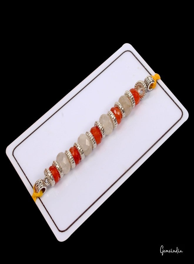 gemsindia خرز من الأحجار الكريمة الحقيقية متعدد الألوان من Gemsindia Rakhi لراكشا باندهان، أحجار كريمة معتمدة، أحجار كريمة مصنوعة يدويًا من أجل Bhai Brother Bhaiya - Image 4