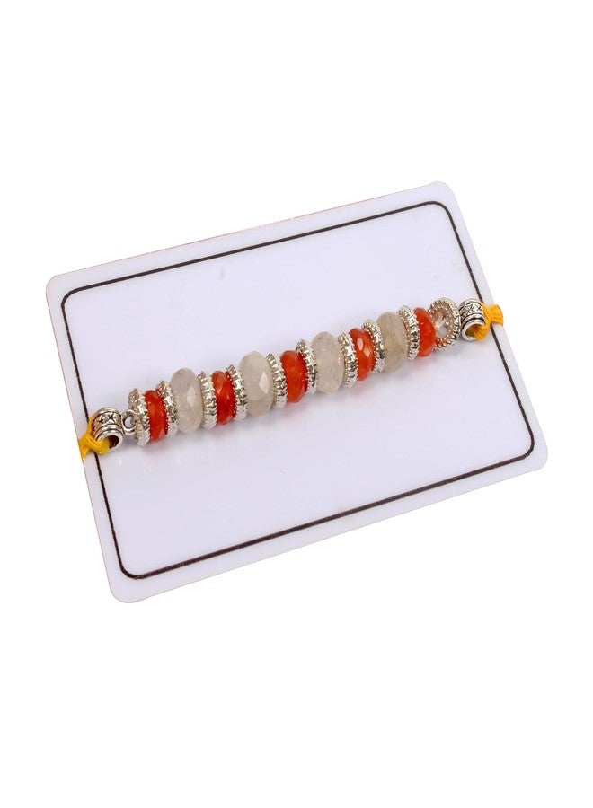 gemsindia خرز من الأحجار الكريمة الحقيقية متعدد الألوان من Gemsindia Rakhi لراكشا باندهان، أحجار كريمة معتمدة، أحجار كريمة مصنوعة يدويًا من أجل Bhai Brother Bhaiya - Image 1