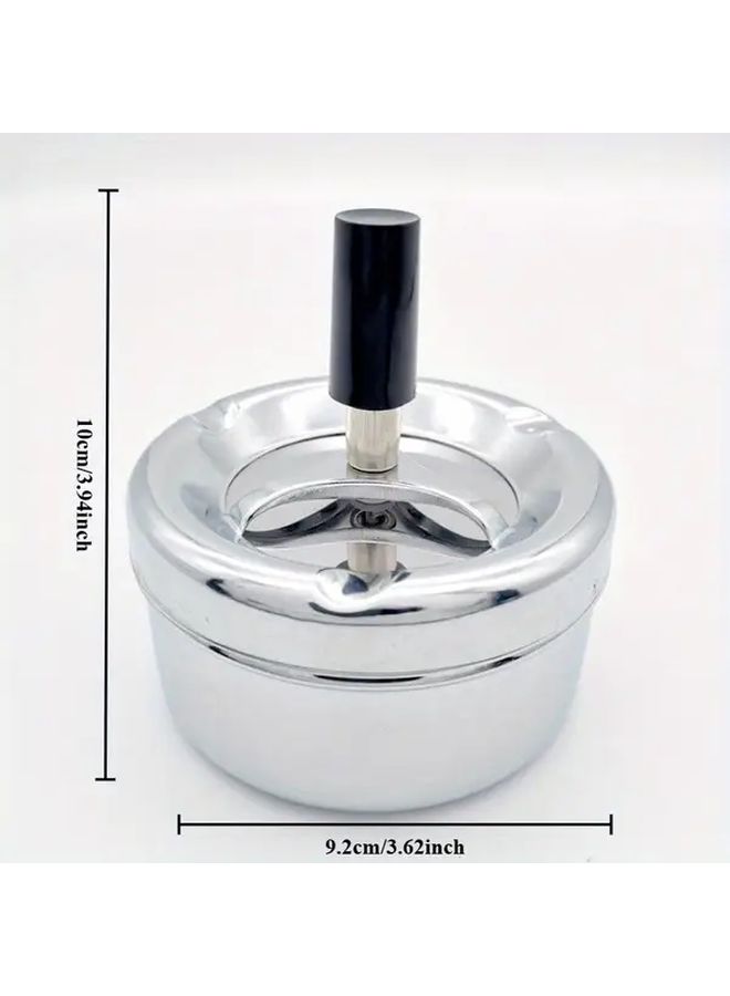 Metal Lid Sealed Twist Ashtray Silvery Creative Home Decor Dustproof Cigarette Holder - Image 3