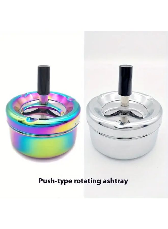 Metal Lid Sealed Twist Ashtray Silvery Creative Home Decor Dustproof Cigarette Holder - Image 1