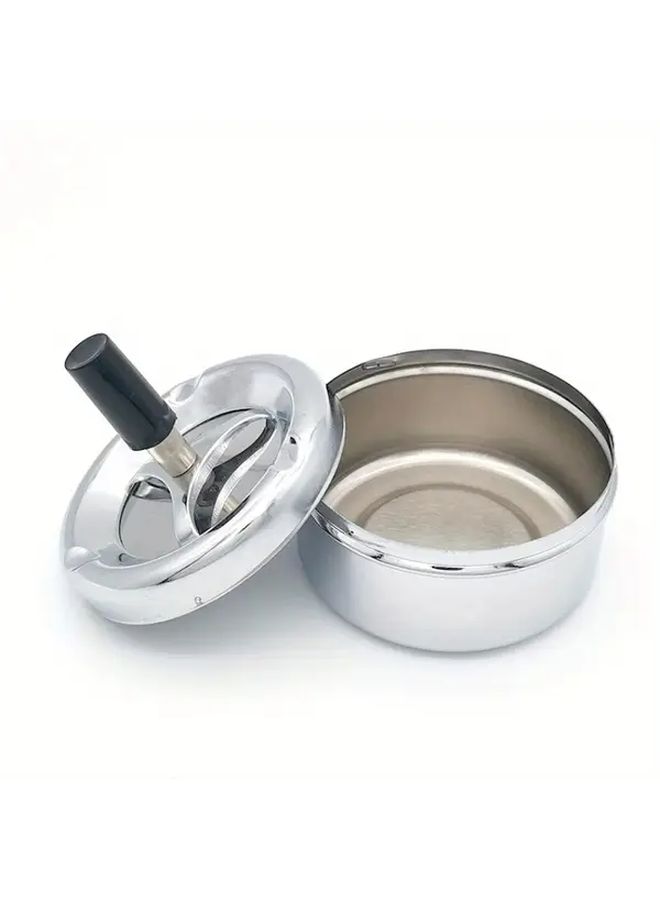 Metal Lid Sealed Twist Ashtray Silvery Creative Home Decor Dustproof Cigarette Holder - Image 4