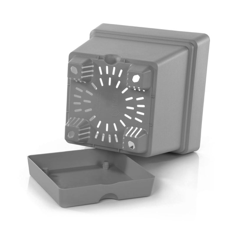 Mintra Square Flower Pot Planter with bottom tray - Plastic | Color - Grey | Size - 18x18x18cm | Asthetically Decorate Your Terrace, Garden or Patio. Ideal for outdoor or indoors - Image 2
