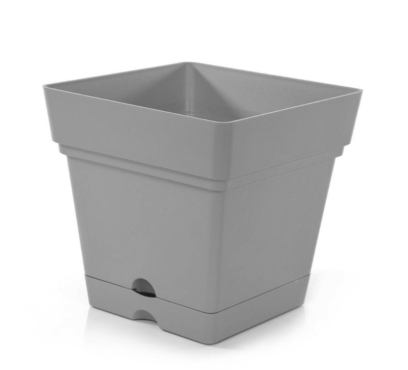 Mintra Square Flower Pot Planter with bottom tray - Plastic | Color - Grey | Size - 18x18x18cm | Asthetically Decorate Your Terrace, Garden or Patio. Ideal for outdoor or indoors - Image 1