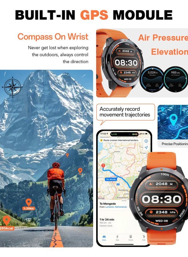 AOLON Smart Watch, Fitness Tracker Watch with Heart Rate Blood Oxygen Sleep Monitor for Android iPhone, IP68 Waterproof, Build in GPS＆Compass, Bluetooth Call Smart Watches for Women Men with 2 Straps - Image 3