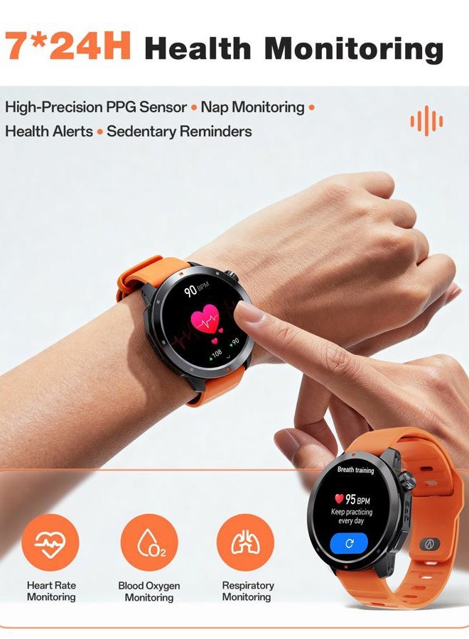 AOLON Smart Watch, Fitness Tracker Watch with Heart Rate Blood Oxygen Sleep Monitor for Android iPhone, IP68 Waterproof, Build in GPS＆Compass, Bluetooth Call Smart Watches for Women Men with 2 Straps - Image 5