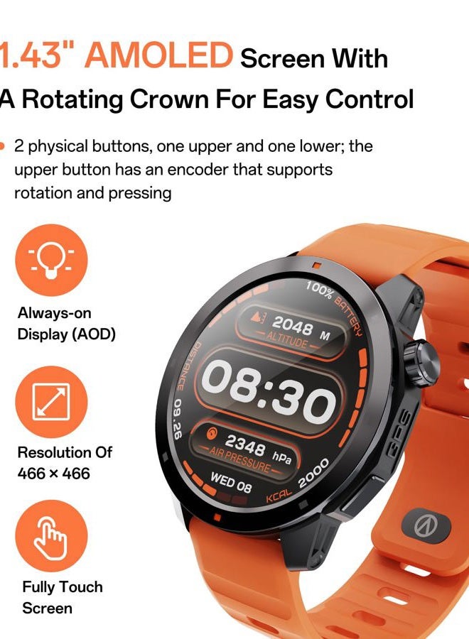 AOLON Smart Watch, Fitness Tracker Watch with Heart Rate Blood Oxygen Sleep Monitor for Android iPhone, IP68 Waterproof, Build in GPS＆Compass, Bluetooth Call Smart Watches for Women Men with 2 Straps - Image 2