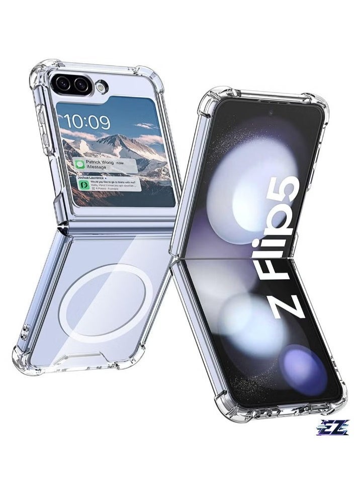 ELTRAZONE Samsung Galaxy Z Flip 6 MagSafe Case – Transparent Shockproof Protection, Yellowing Resistant, Magnetic Phone Case, Compatible with MagSafe for Galaxy Z Flip 6 5G – Yellow, Stylish and Durable Design - Image 1