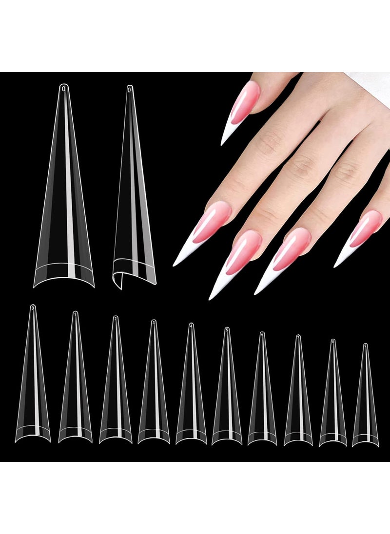 Namgznso - Stiletto Nail Tips for Acrylic Nail, 500pcs XXL Stiletto Nail Tips Half Cover False Nails Tips for Nail Salon and Home DIY 10 Sizes - Image 1