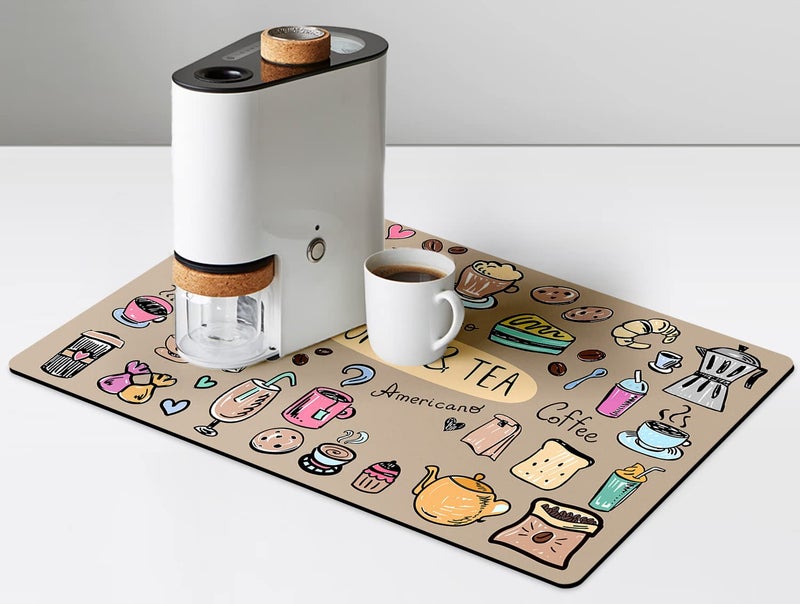 Golener Fun Coffee Machine MatEspresso Tray for Coffee Bar Under Coffee Pot Mat Coffee Maker Mat for Countertop Dish Drying Mat Coffee Mat Absorbent Mat Kitchen Counter Drying Pad 