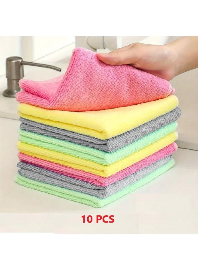 ALMASI 10 Reusable Colored Microfiber Kitchen Towels - Highly Absorbent, Lint-Free Dish Cloth - Versatile, Durable, and Easy to Clean for Home and Kitchen - Image 1