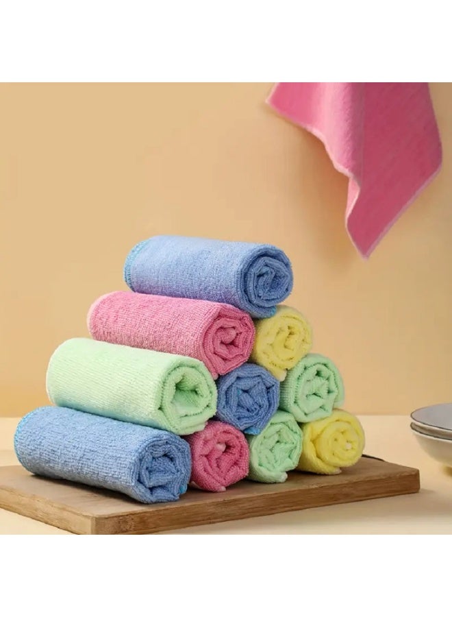 ALMASI 10 Reusable Colored Microfiber Kitchen Towels - Highly Absorbent, Lint-Free Dish Cloth - Versatile, Durable, and Easy to Clean for Home and Kitchen - Image 2