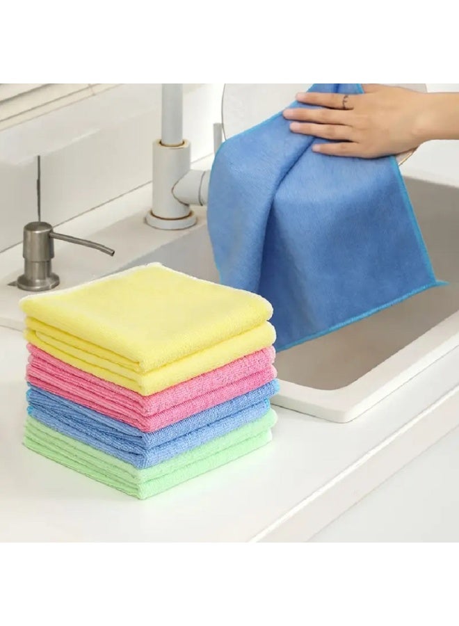 ALMASI 10 Reusable Colored Microfiber Kitchen Towels - Highly Absorbent, Lint-Free Dish Cloth - Versatile, Durable, and Easy to Clean for Home and Kitchen - Image 5