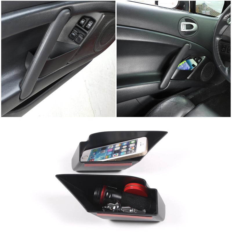 Sekhyna Car Side Door Storage Box Compatible with Mitsubishi Eclipse 20062011 ABS 2PCSWindow Lift Switch Panel Rear OrganizerDoor Insert Storage Box Tray Accessories Black