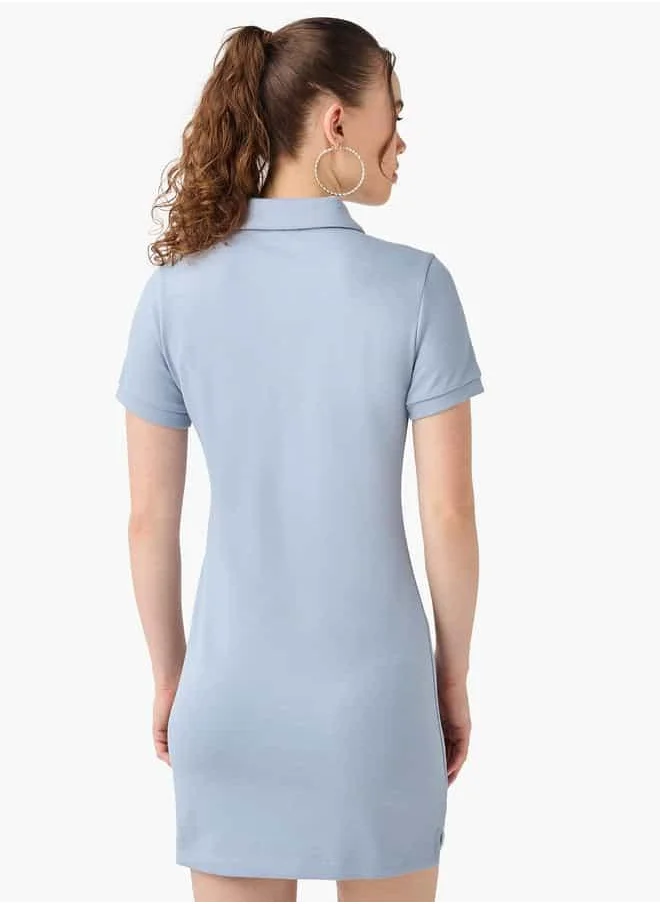 كابا Kappa Logo Embroidered Polo Dress with Short Sleeves and Button Closure