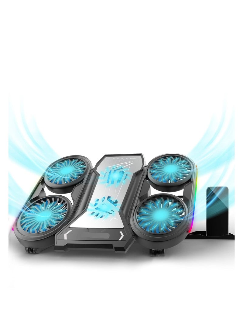 SYOSI Laptop Cooling Pad, Cooler with 6 Fans Prevent Overheating, Adjustable Height RGB Lights Phone Holder, Dual USB Ports, Low Noise, Suit for All Gaming Computer Up to 17” - Image 1