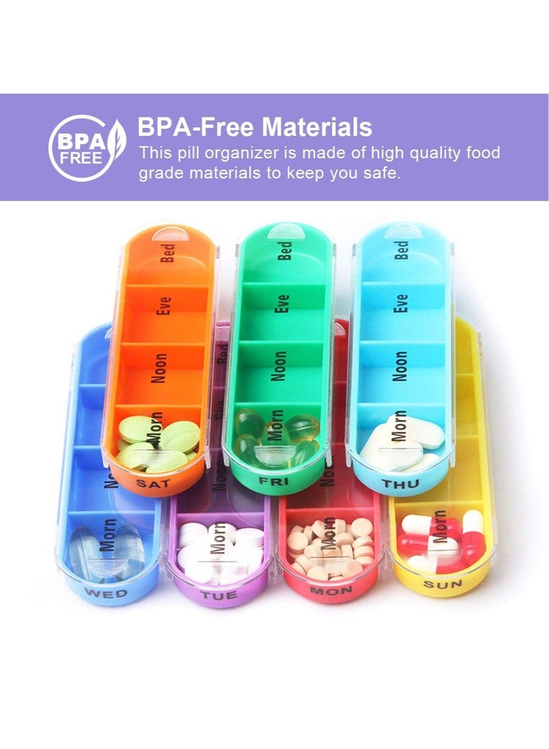 Captaintech Rainbow Medicine Box, Pill Seven Day Notebook Portable Storage Box, Suitable for Pills, Vitamins/Fish Oil/Tonic Travel, Work Management Container (Pill Box with Leather case) - Image 4