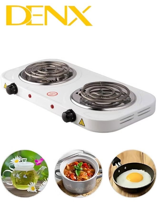 Denx DX2049 - Double coil hot plate , Hot Plate, 2000W Electric Double Burner Portable Coil Heating Hot Plate Stove, 220V Lightweight Stainless Steel Countertop Stove for Kitchen Dorm Camping - Image 1