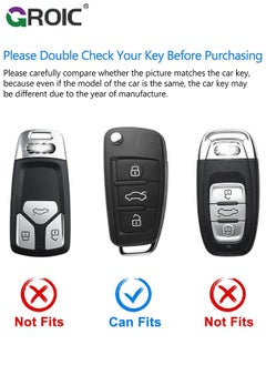 GROIC For Audi Key Fob Cover with with Keychain, Metallic Gray Car Key Shell Case for Audi A1 A3 A6 A6L Q2 Q3 Q7 TTS R8 S6 RS3, Audi Accessories Protector Case Keychain Key Holder Key Cover (C)  - Image 2
