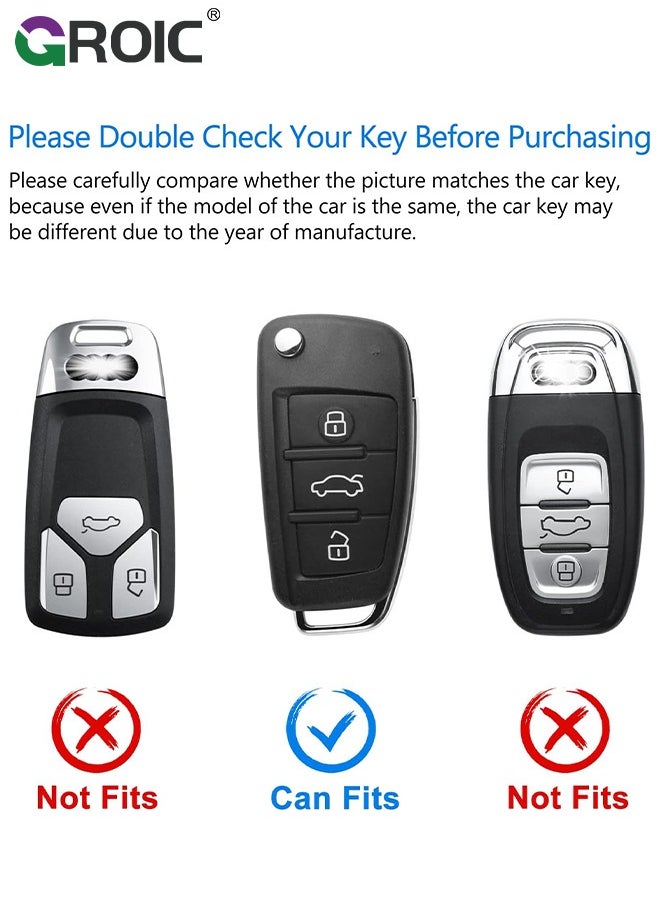 GROIC - For Audi Key Fob Cover with with Keychain, Metallic Gray Car Key Shell Case for Audi A1 A3 A6 A6L Q2 Q3 Q7 TTS R8 S6 RS3, Audi Accessories Protector Case Keychain Key Holder Key Cover (C) - Image 1