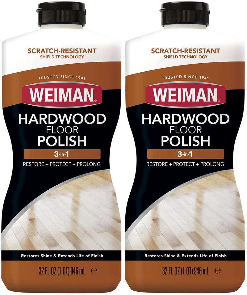 Weiman Wood Floor Polish and Restorer 32 Ounce (2 Pack) - High-Traffic Hardwood Floor, Natural Shine, Removes Scratches, Leaves Protective Layer - Image 1