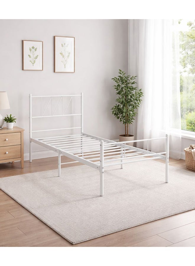 alsaada home Modern iron bed - single size 190×90 cm - white. - Image 1