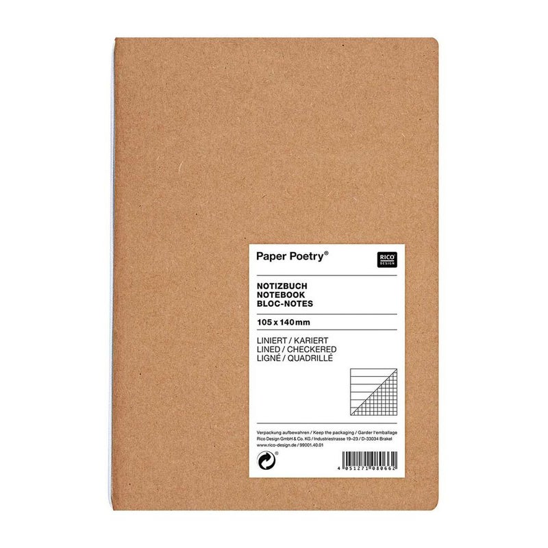 RICO DESIGN 2In1 Notebook - Kraft Paper (Lined/Squared)
