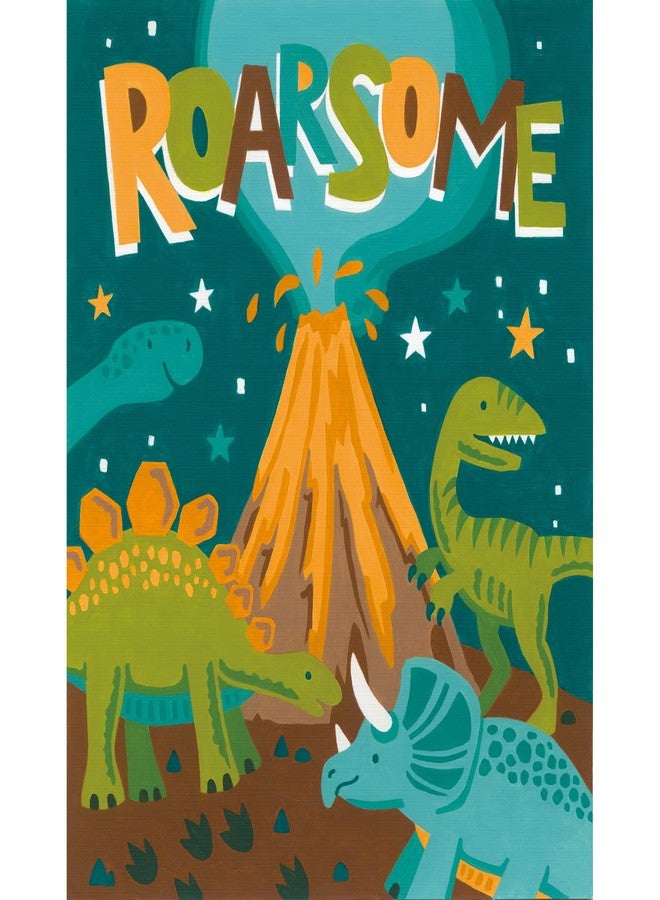 Dimensions PaintWorks Roarsome Dinosaur Paint by Number Kit for Kids and Adults, Finished Project 8" x 10", Multicolor 9 Piece - Image 4