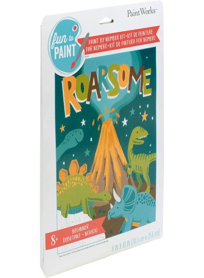 Dimensions PaintWorks Roarsome Dinosaur Paint by Number Kit for Kids and Adults, Finished Project 8" x 10", Multicolor 9 Piece - Image 5