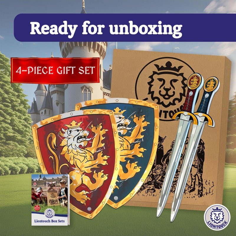 Liontouch - Noble Knight Toy Swords & Shields for Two Boys, Blue/Red – Age 3-8 Years | Medieval Set in Durable & Safe Foam | Weapons & Battle Accessories for Pretend Play, Dress Up & Knight Costumes - Image 5