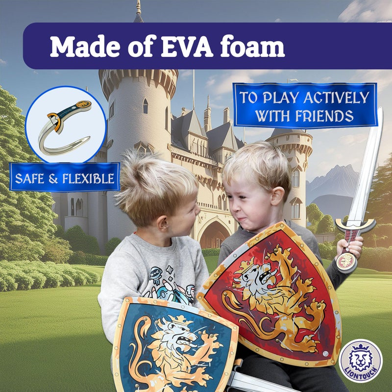 Liontouch - Noble Knight Toy Swords & Shields for Two Boys, Blue/Red – Age 3-8 Years | Medieval Set in Durable & Safe Foam | Weapons & Battle Accessories for Pretend Play, Dress Up & Knight Costumes - Image 4