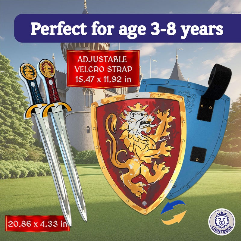 Liontouch - Noble Knight Toy Swords & Shields for Two Boys, Blue/Red – Age 3-8 Years | Medieval Set in Durable & Safe Foam | Weapons & Battle Accessories for Pretend Play, Dress Up & Knight Costumes - Image 3
