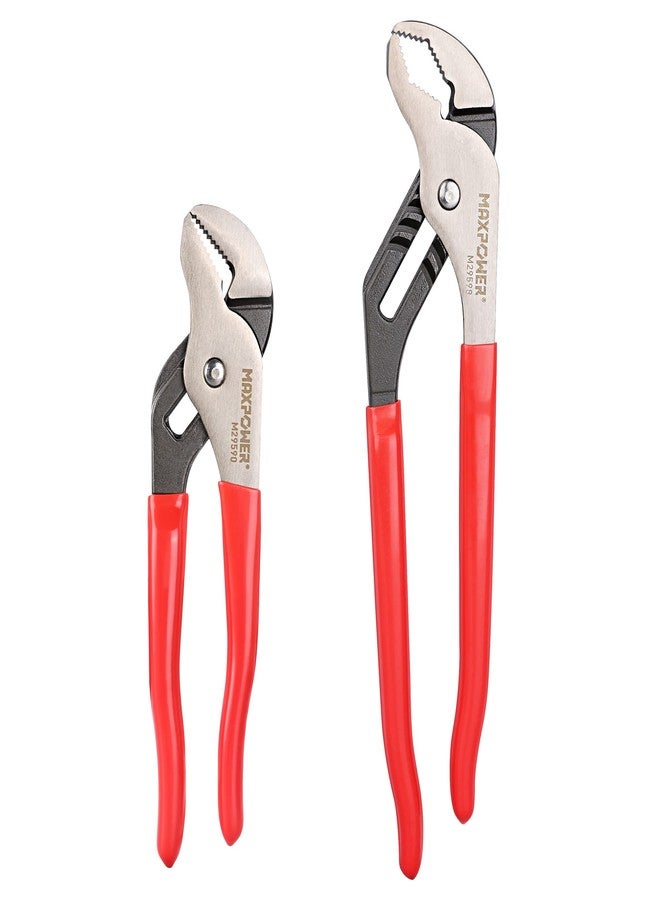 مجموعة كماشة MAXPOWER Groove Joint Pliers، مقاس 8 بوصة و12 بوصة كماشة سريعة الضبط ذات فك V مسنن ولسان وحفرة - Image 1