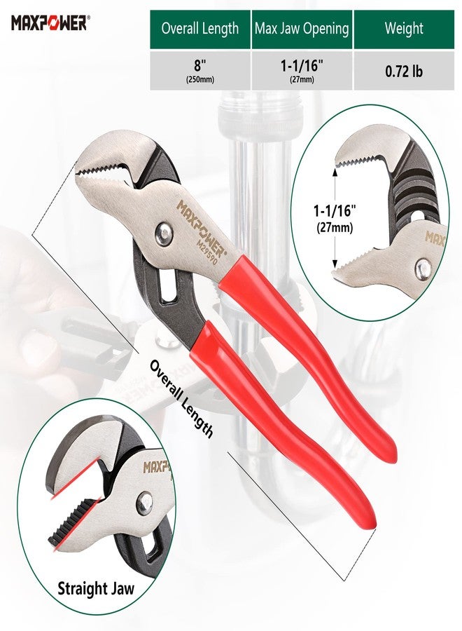مجموعة كماشة MAXPOWER Groove Joint Pliers، مقاس 8 بوصة و12 بوصة كماشة سريعة الضبط ذات فك V مسنن ولسان وحفرة - Image 3
