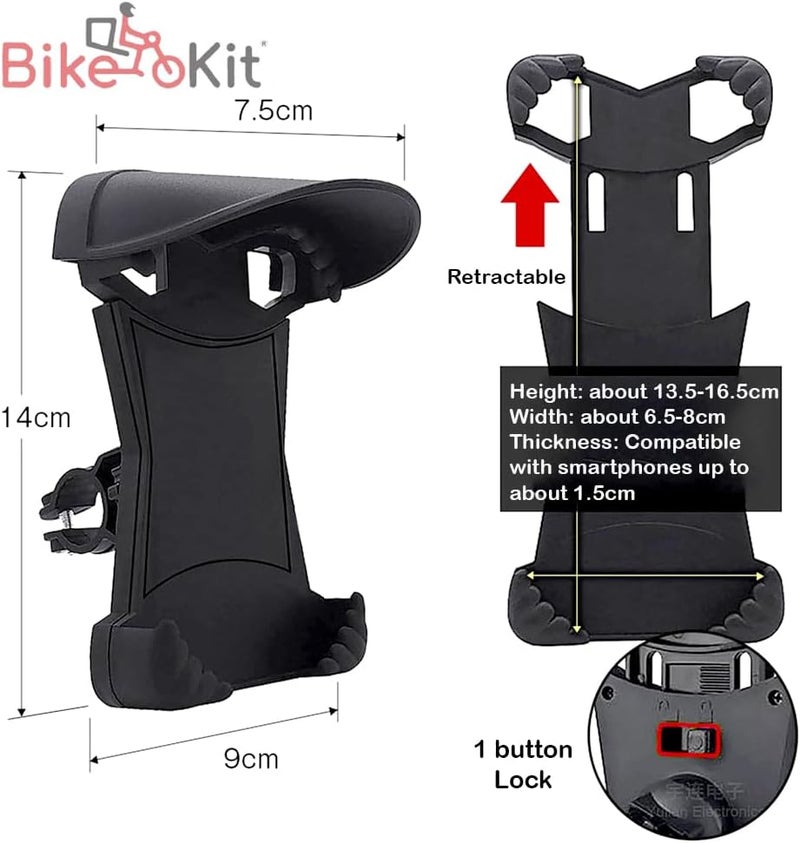 Bike Kit BikeKit Motorcycle Phone Holder with Charger, Sunshade, One-Button Lock, Waterproof, 360° Rotatable, Universal Phone Stand for Bikes, Scooters, E-Bikes, Secure Bike Phone Mount for GPS Navigation - Image 3