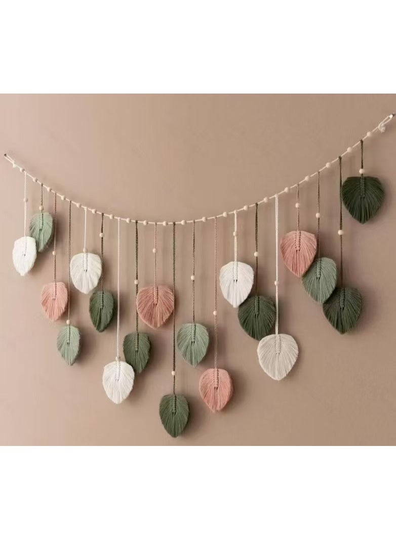 Ins-style Cotton Thread Leaf Wall Hanging - Living Room Sofa Background Wall Decoration, Cozy & Healing Woven Wall Decor for Homestays, Factory Direct Sales