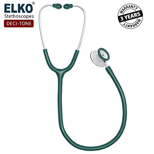 ELKO EL-130 DECI-TONE Aluminium Head Acoustic Stethoscope For Doctors,Nurses & Medical Students|Dual Head Lightweight Chest Piece With U-Shaped Latex-Free PVC Tubing|Soft Sealing Ear Knobs (Green) - Image 4