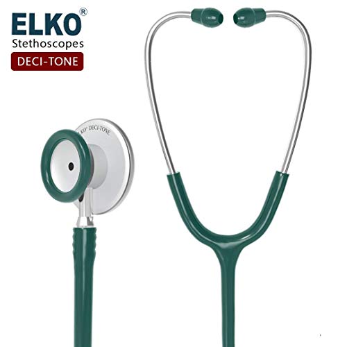 ELKO EL-130 DECI-TONE Aluminium Head Acoustic Stethoscope For Doctors,Nurses & Medical Students|Dual Head Lightweight Chest Piece With U-Shaped Latex-Free PVC Tubing|Soft Sealing Ear Knobs (Green) - Image 2