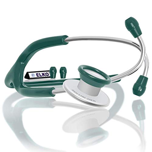 ELKO EL-130 DECI-TONE Aluminium Head Acoustic Stethoscope For Doctors,Nurses & Medical Students|Dual Head Lightweight Chest Piece With U-Shaped Latex-Free PVC Tubing|Soft Sealing Ear Knobs (Green) - Image 1