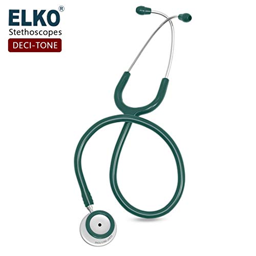 ELKO EL-130 DECI-TONE Aluminium Head Acoustic Stethoscope For Doctors,Nurses & Medical Students|Dual Head Lightweight Chest Piece With U-Shaped Latex-Free PVC Tubing|Soft Sealing Ear Knobs (Green) - Image 3
