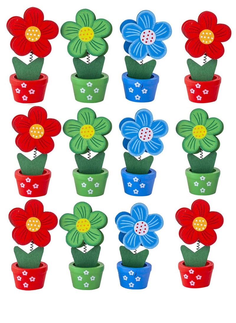 Excefore 12PCS  Picture Stand Wooden Base Photo Holder Flower Pot Table Name Number Holder Desktop Holders Picture Memo Note Photo Clip for Home Office Party, Random Color Desktop Stand - Image 1